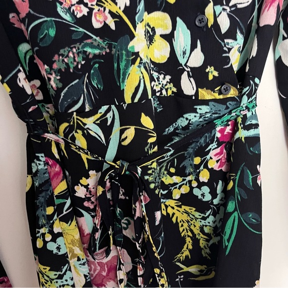 VERO MODA | Floral Asymmetrical Button Wrap Dress Sz S - Picture 6 of 7